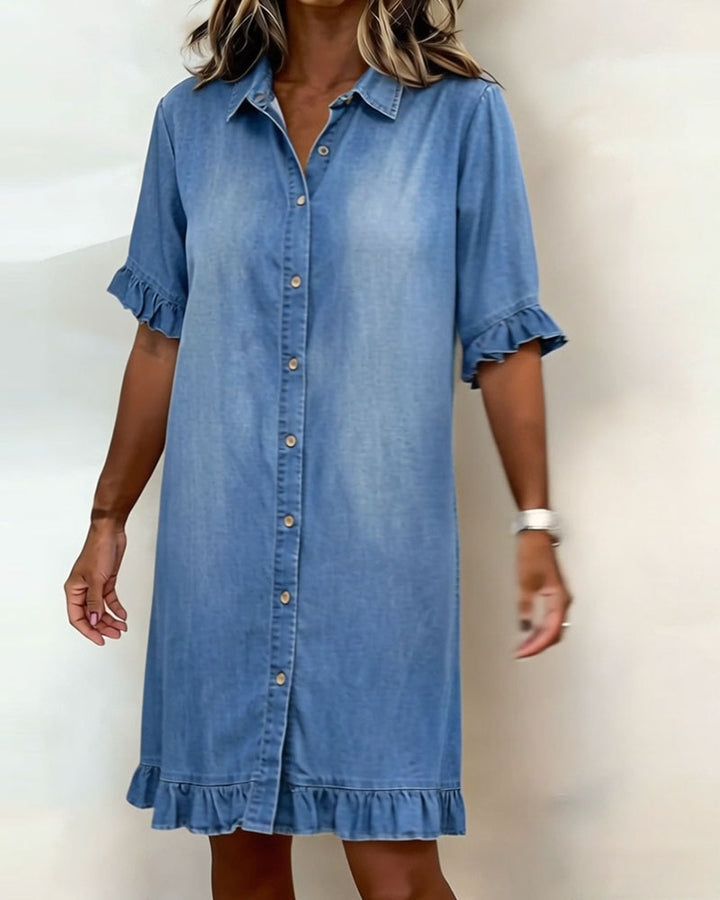 Dagny | Denim kjole med rynker