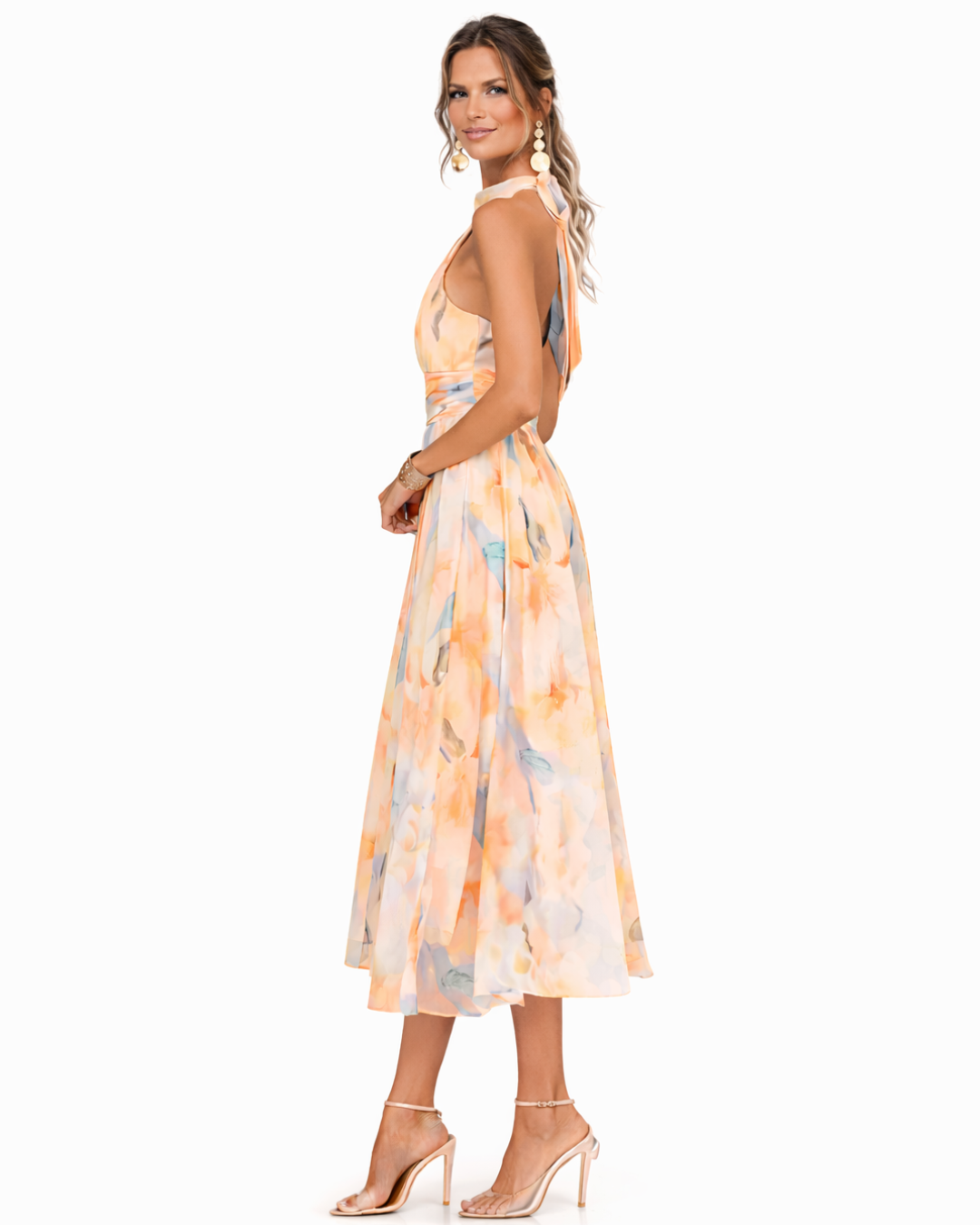 Josephine | Halterneck-kjole med akvarelprint