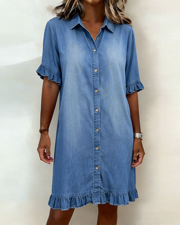 Dagny | Denim kjole med rynker