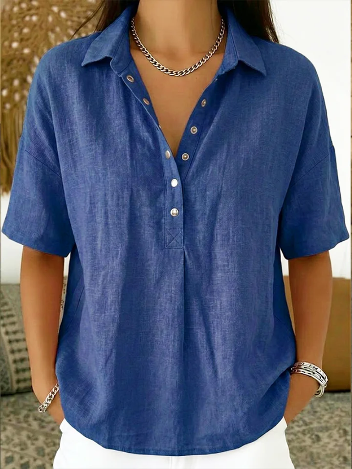 Lise | Bluse med krave og knapper (MIDLERTIDIGT 1+1 GRATIS!)