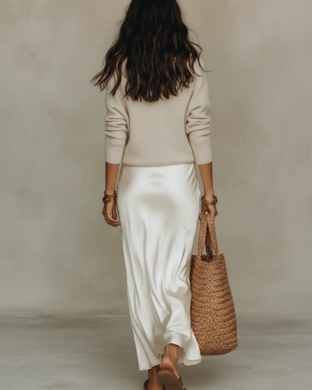 Helene | Satin midi kjole med medfølgende sweater
