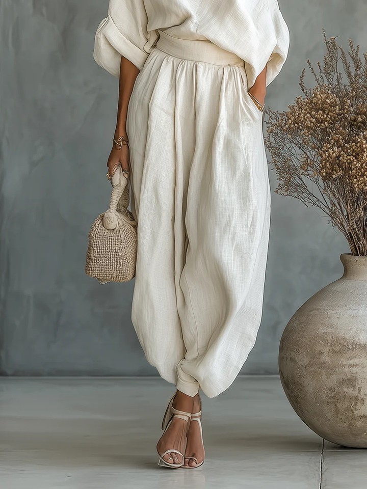 Pauline | Elegant etskuldret to-delt sæt