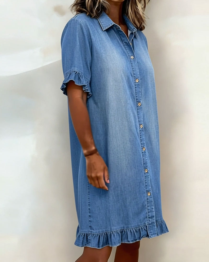 Dagny | Denim kjole med rynker