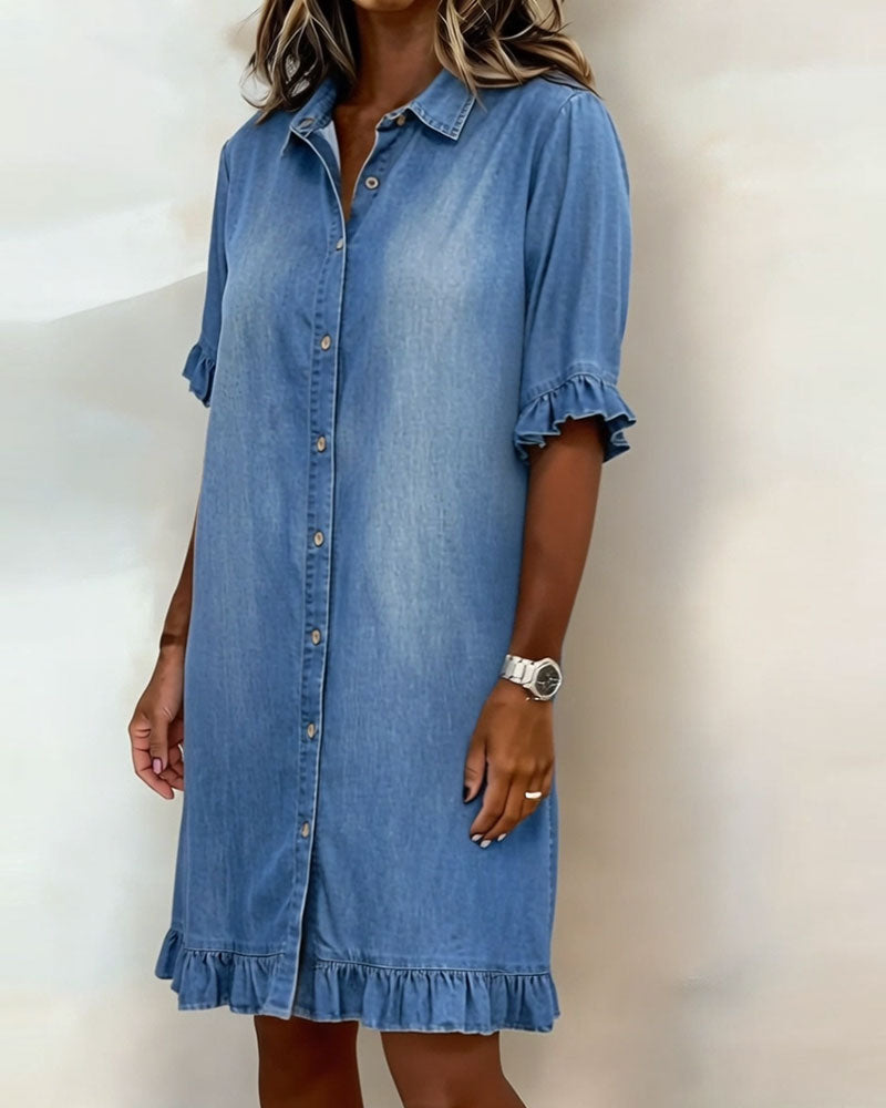 Dagny | Denim kjole med rynker