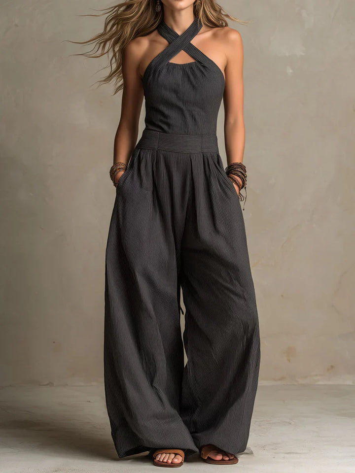 Rosalie | Linned jumpsuit med krydshals