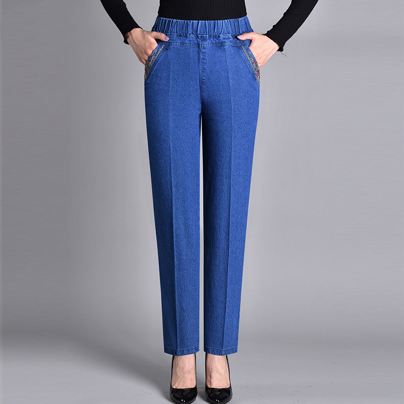 Birthe | Jeans med sideslommer og elastisk talje