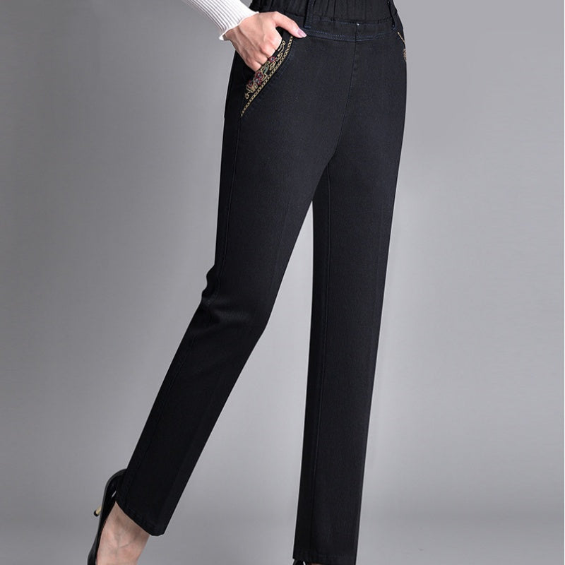 Birthe | Jeans med sideslommer og elastisk talje
